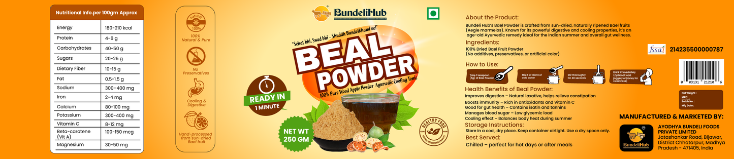 Beal Powder | 100% Natural Bael Fruit Powder | Ayurvedic Cooling Tonic – 250g