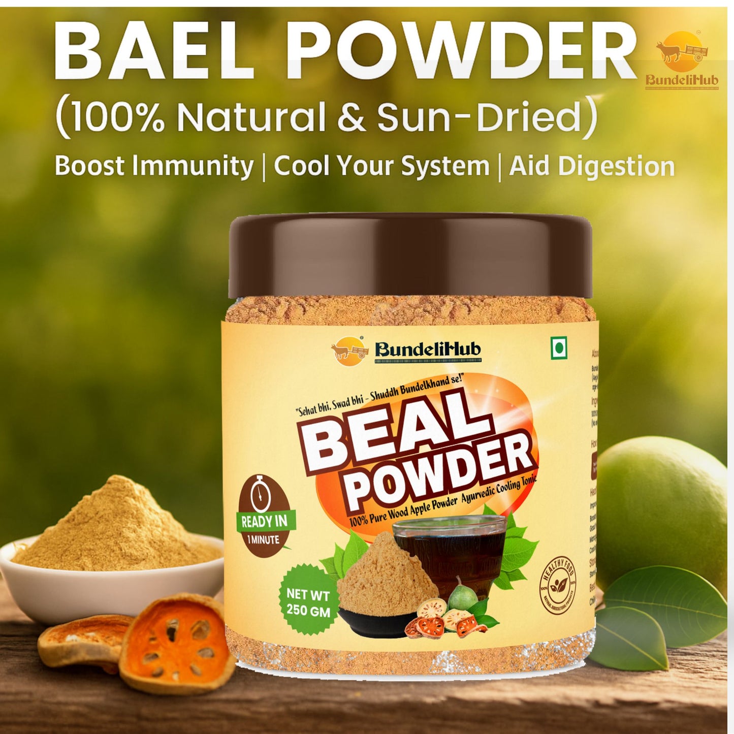 Beal Powder | 100% Natural Bael Fruit Powder | Ayurvedic Cooling Tonic – 250g