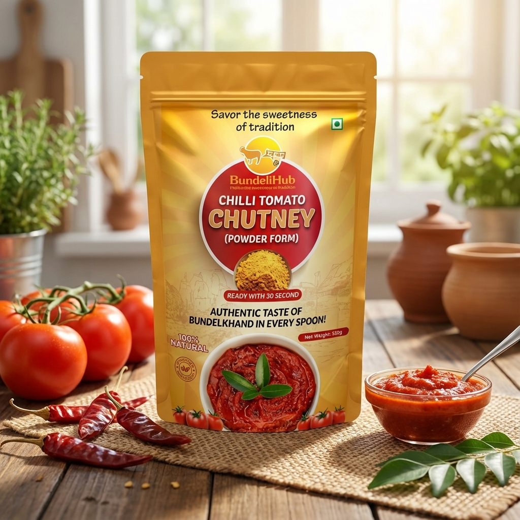 Chilli Tomato Chutney Powder – Spicy, Tangy, Authentic Bundelkhand Flavor – 100% Natural, Instant Mix (250g)