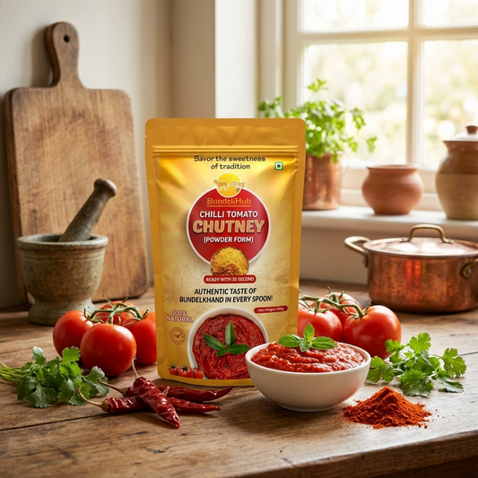 Chilli Tomato Chutney Powder – Spicy, Tangy, Authentic Bundelkhand Flavor – 100% Natural, Instant Mix (250g)